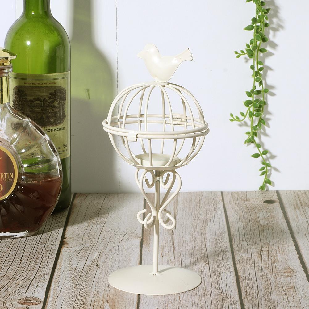 Полый Уникальный Подсвечник в виде Птичьей Клетки из Железа Декор Подсвечника Украшение для Дома Орнамент Белый
