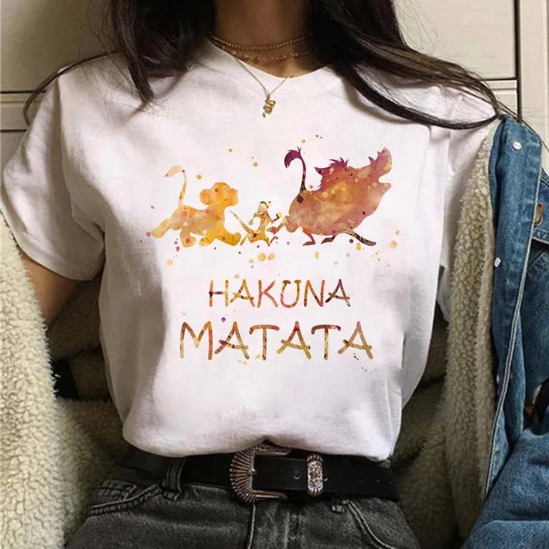 Cartoon Hakuna Matata Lion King Printed T Shirt Harajuku 90s Ullzang T-shirt Tshirt Graphic Tops Unisex