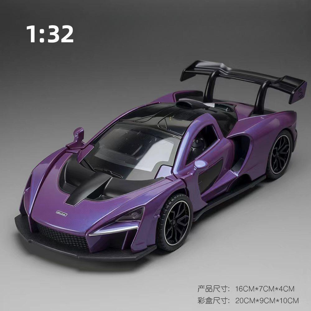 1:32 Senna Car Model Toy Doors Opened Sound Light Miniature Models Pull Back Rubber Tires Vehicle for Collectors Surprise