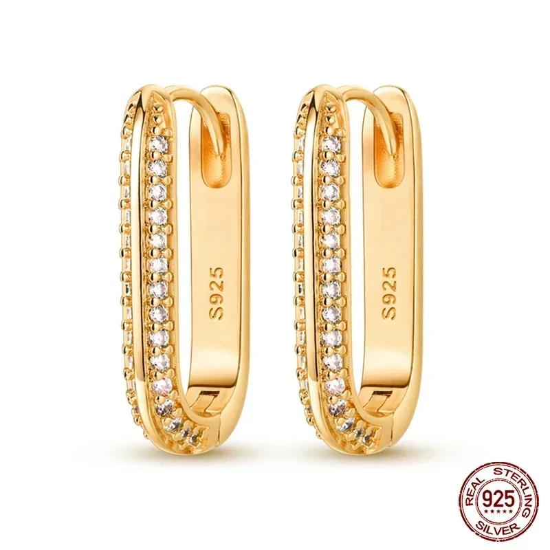 925 Silver Gold Star Moon Bee Pendant Golden Earrings for Women Sparkling Zircon Luxury Wedding Engagement Jewelry Gift