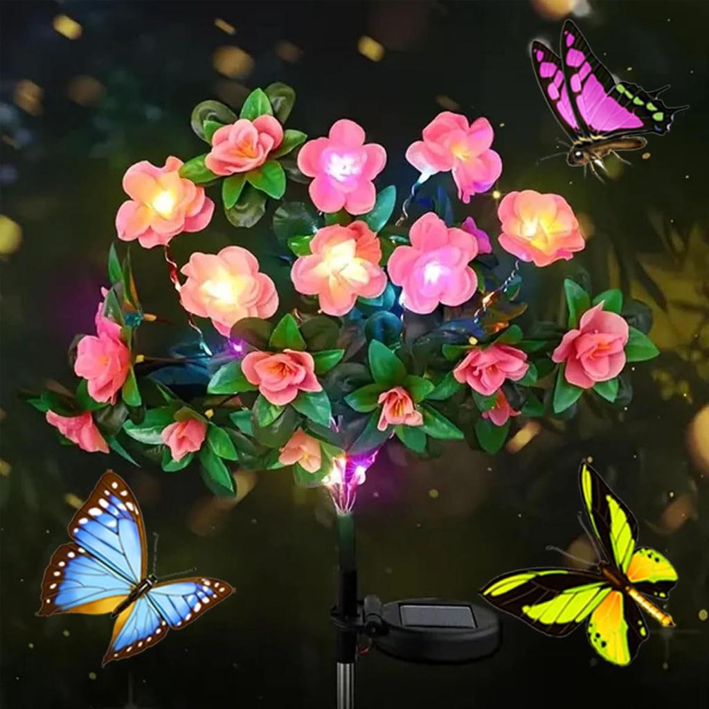 LED Solar Light Azalea Flowers Garden Lamp Home Decorative Light Landscape Orchid Rose LampYard Lawn Path Holiday Wedding Lights