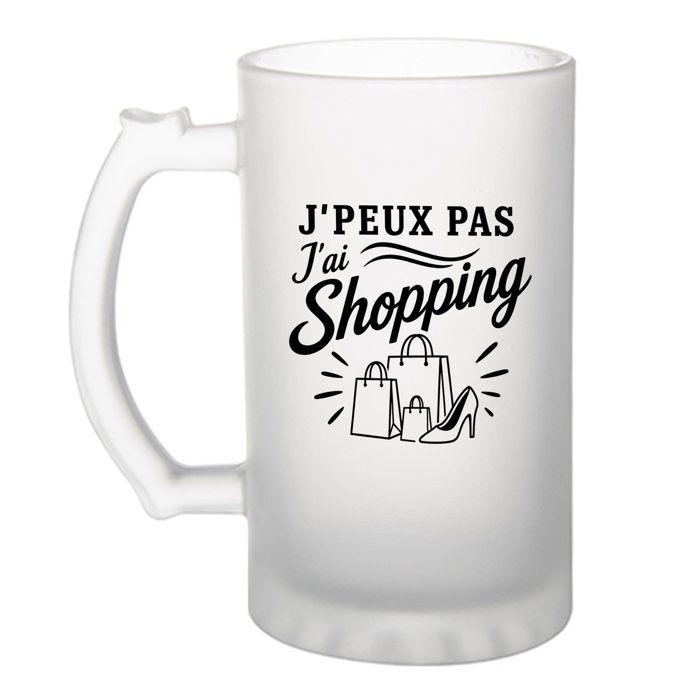 Verre à bière - PLANETEE - J'peux pas minimaliste - Verre trempé givré 470 ml - Motif sublimé - Compatible lave-vaisselle