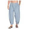 GMXIA Men's Cotton Moharen Pants Drawstring Casual Capri Pants Light Loose Beach Yoga Belt Mouth