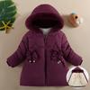 2-4 Years Autumn Winter Girls Jacket Fur Collar Keep Warm Flowers Little Princess Coat Hooded Zipper Baby Outerwear Kids Clothes