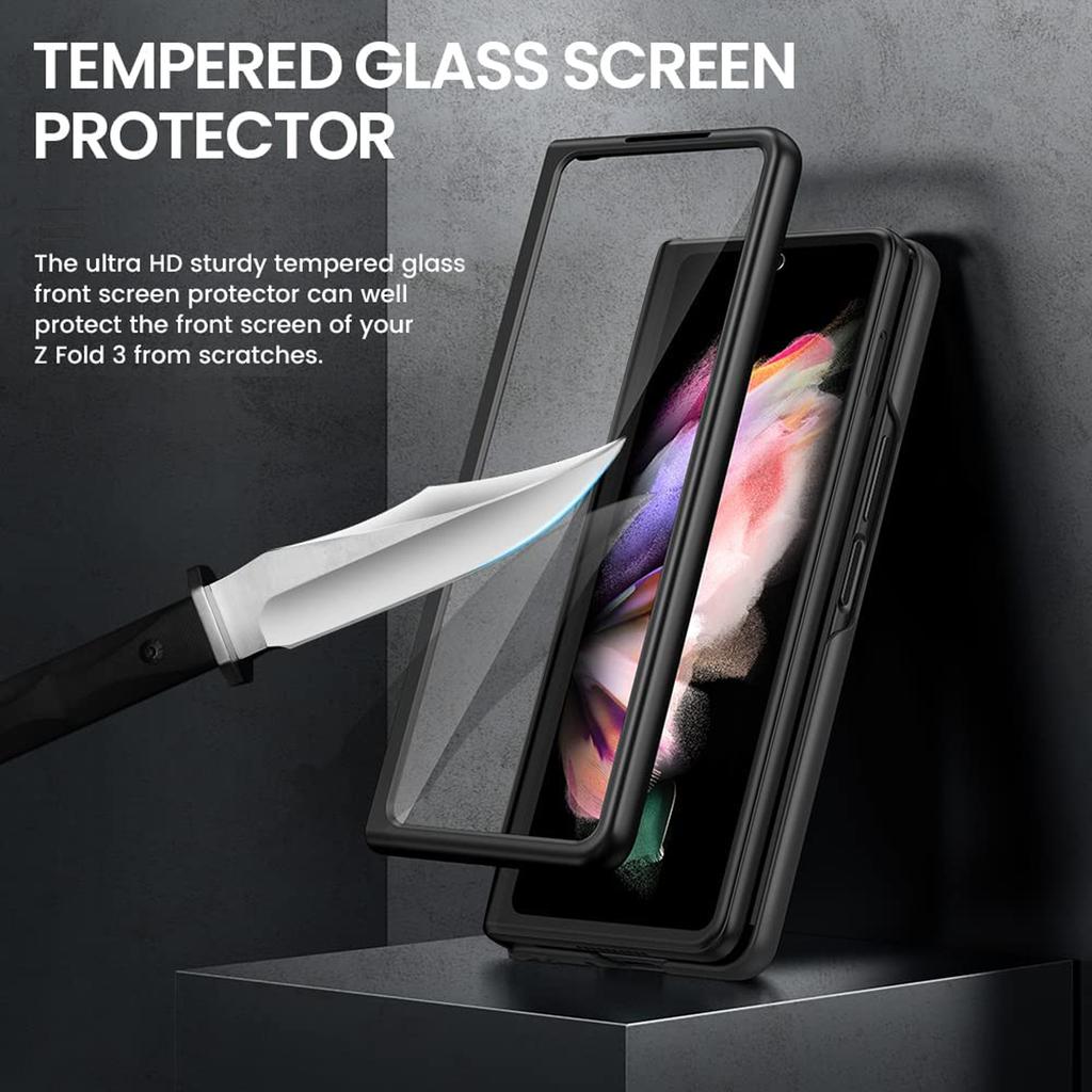 Легкий кожаный складной чехол для Samsung Galaxy Z Fold 4 Fold4 Fold 3 2 Fold3 Fold2 5g, передняя пленка из закаленного стекла Funda