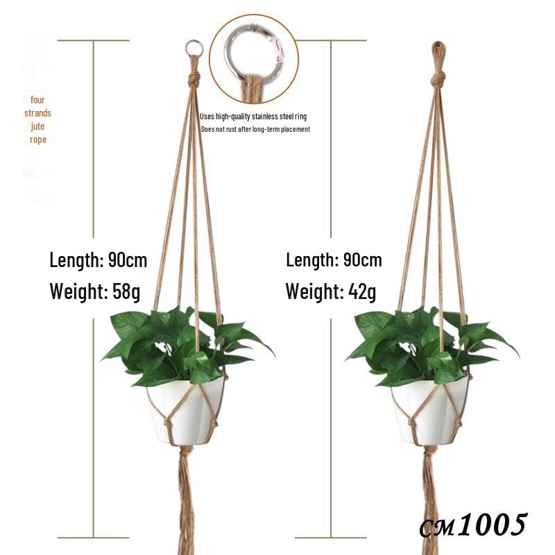 Hemp Rope Hand-Woven Hanging Flower Basket Net