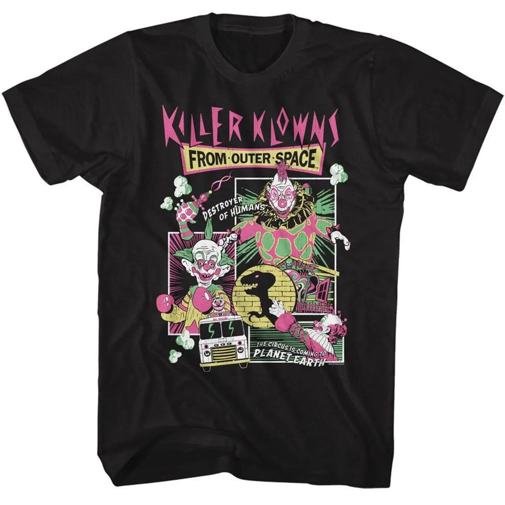 Killer Klowns From Outer Space Comic Boxes Black T Shirt vintage Washed Stretched Stylish Comfortable fashion Soft