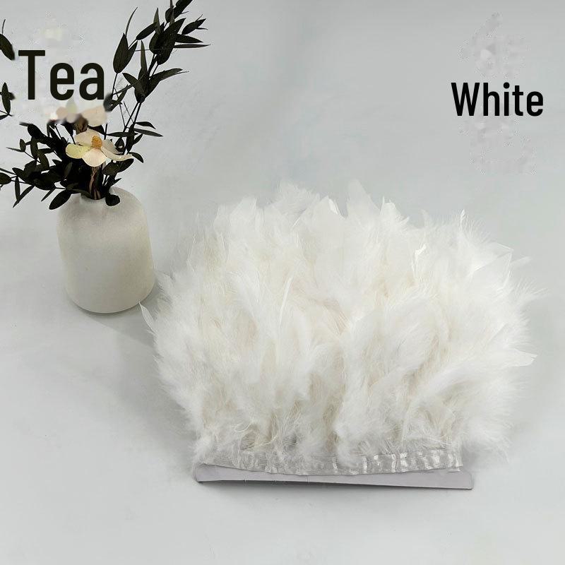 Red Lace Net Turkey Feather Strips for DIY Handmade Wedding Dance Costumes and Decorations