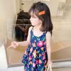 Летнее платье на бретельках без рукавов для девочек, милое платье принцессы, сладкий цветочный принт