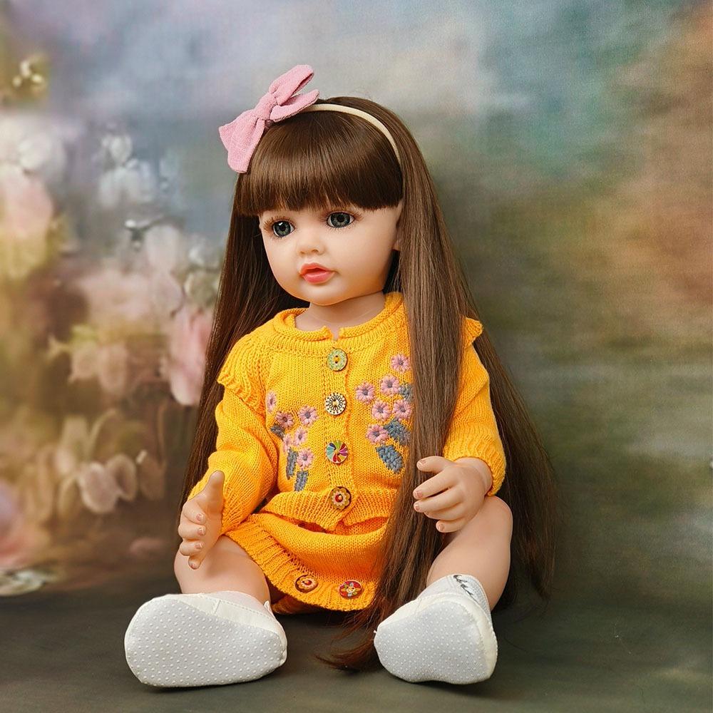 Очаровательная кукла Betty Reborn для детей от 3 лет и старше, 22 дюйма, 55 см, силиконовая, на все тело, с длинными наклеенными волосами, принцесса, реалистичная кукла для новорожденных, игрушки