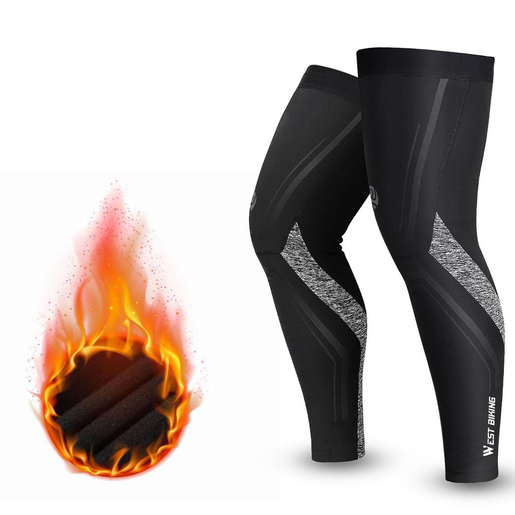 WEST BIKING Thermal Leggings Warm Velvet Leg Sleeves for Running Fitness Sports Gear MTB Road Bicycle Use Autumn Winter plus