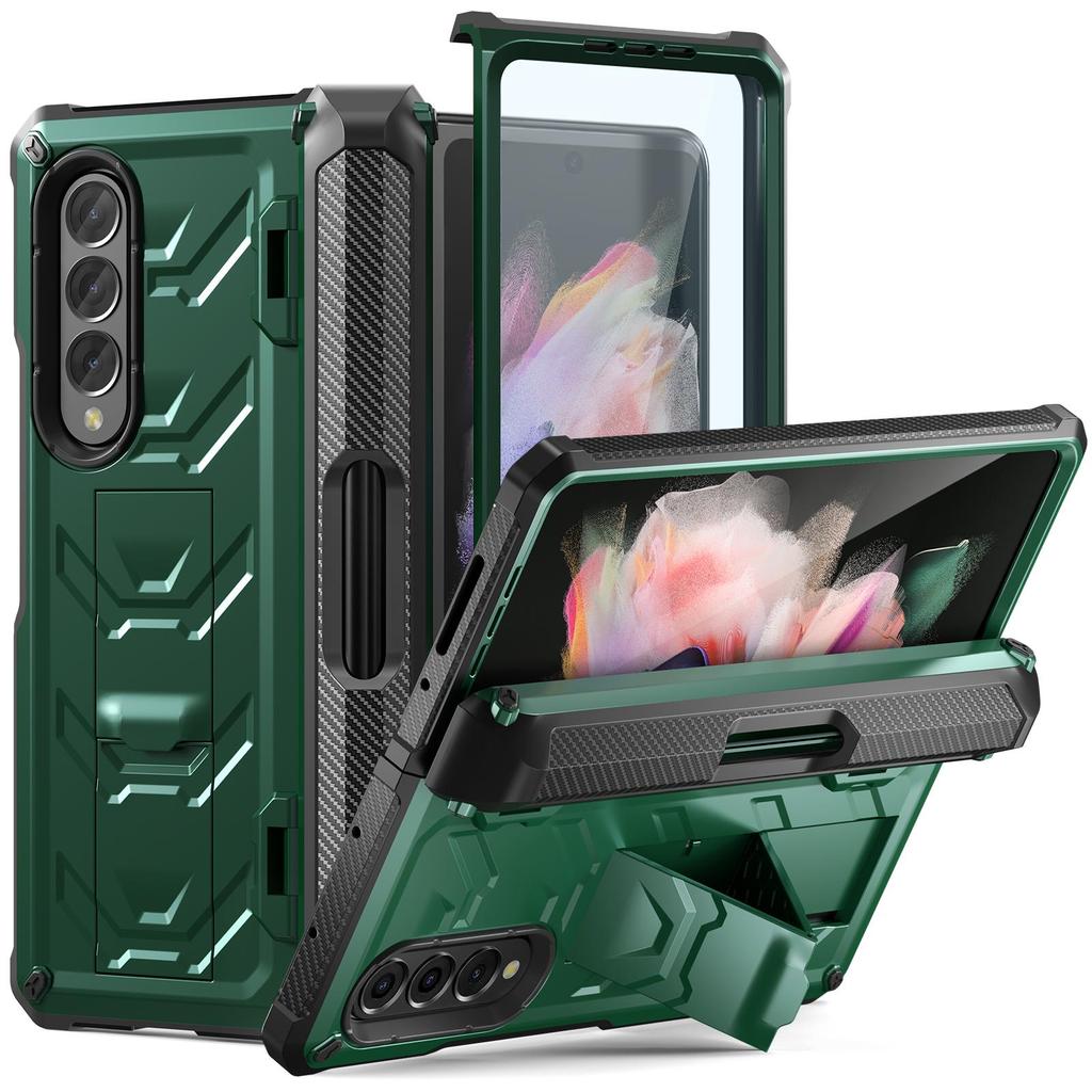 Прочный чехол для телефона Armorer для Samsung Galaxy Z Fold 4 3 Fold3, противоударный чехол с шарниром и держателем для ручек, чехол-подставка
