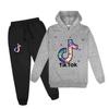 Повседневный детский спортивный костюм унисекс, детские толстовки с принтом Tik Tok с длинными рукавами + комплект штанов, модный пуловер с капюшоном, свитер + брюки