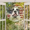 Patriotic Metal Wind Chime American Flag Bulldog Design Dual Direction Rotating Garden Decor No Power Needed Easy To Install