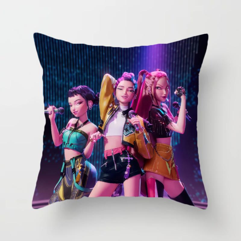 New K-Pop Demon Hunter Girl Group Animation Throw Pillow Peripheral Animation Printed Throw Pillow Game Chair Cushion Home Cushion