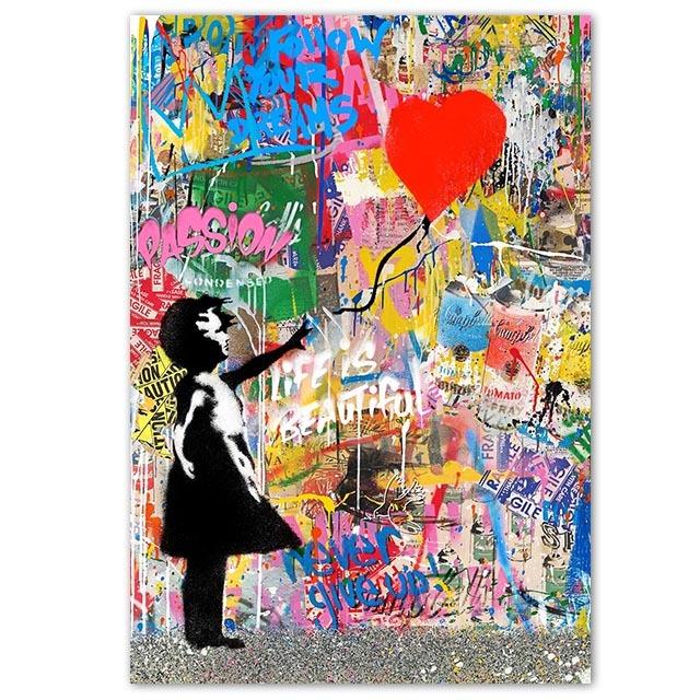 Граффити Плакат «Следуй за своей мечтой» Абстрактная бесплатная картина на холсте Эстамп для мальчиков Барбекю Любовь Картина Куадрос