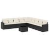 VidaXL Garden Lounge Set 10 Pcs with Cushions Black Wicker 3219086
