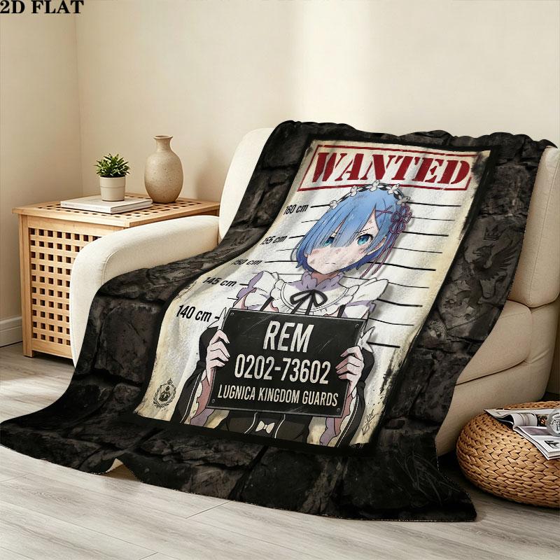 1PC Re Zero Patterned Flannel Blanket Suitable For All Seasons For Home Decor Warmth And Comfort Gifts Holiday Present
