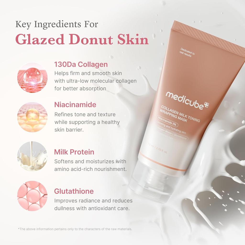 Medicube Collagen Glazed Milky White Glowing Day Exfoliating Mask | Quick and Easy Care with Glutathione and Niacinamide for Plump
