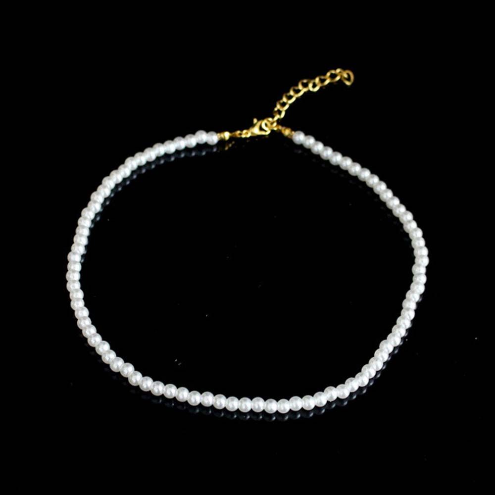 Круглый массивный чокер из белого жемчуга, чокеры из жемчуга, цепочки для ключиц, корейский стиль, женские ожерелья AVE