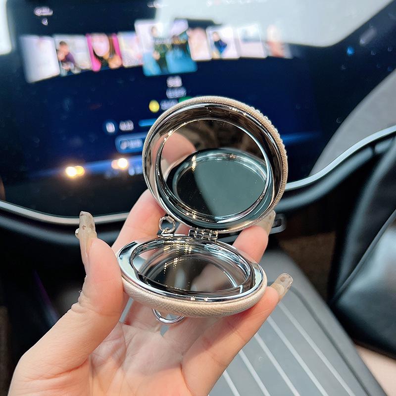 Корейский брелок-зеркало для макияжа «Камелия», украшенное бриллиантами, с ниткой бусин