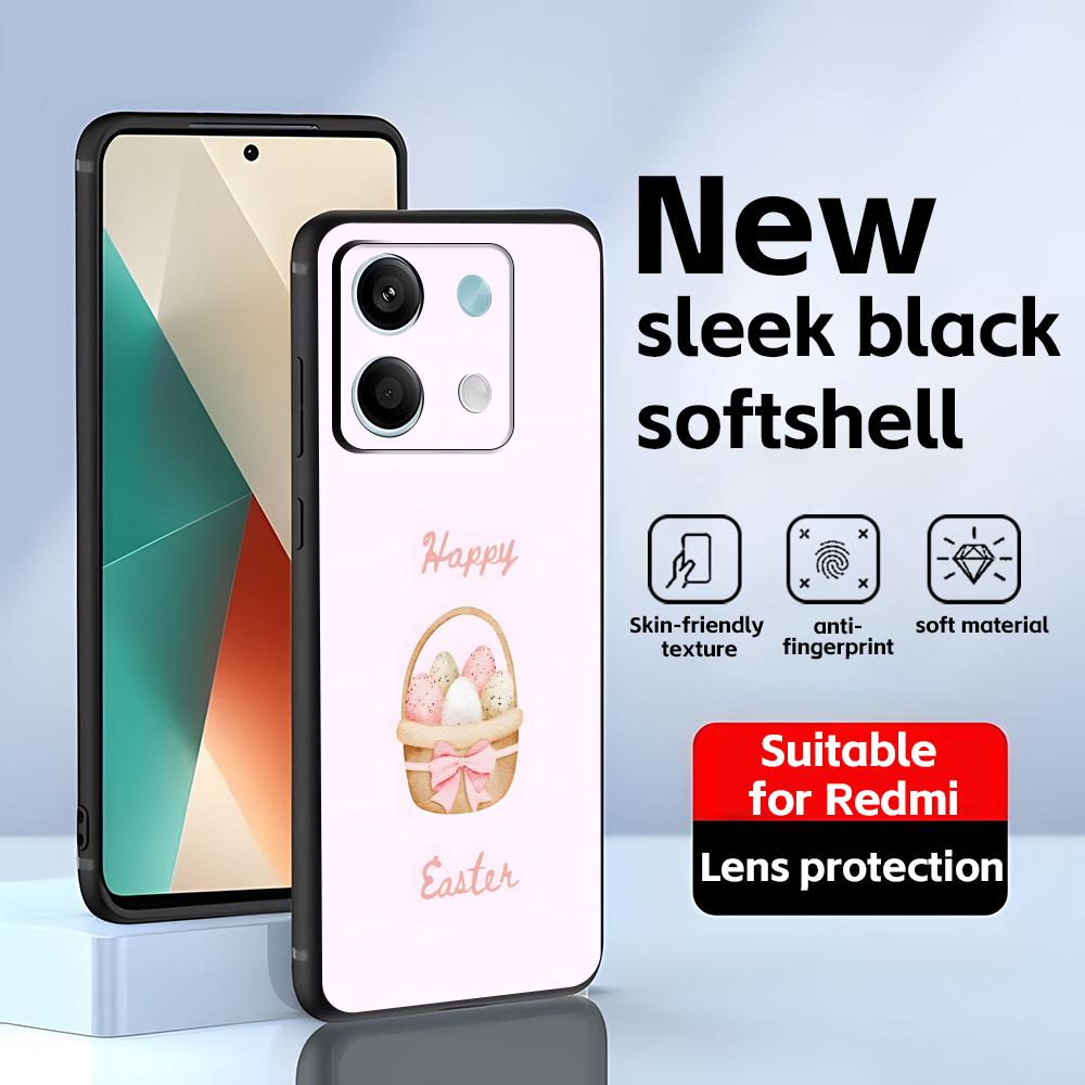 Пасхальный чехол для телефона Redmi Note 14 13 12 11 Pro Plus S 5G 14C A3, мягкий черный чехол для телефона