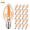 LED Night Light Bulbs C7 Chandelier E12 E14 Base Decorative Light Bulbs 0.5 Watts Christmas Small Candle Bulb 2200K Amber Glass