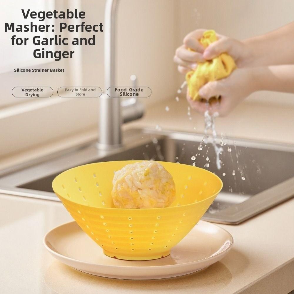 Silicone Drain Bowl Soft Sauerkraut Water Squeeze Durable Fruit Strainer