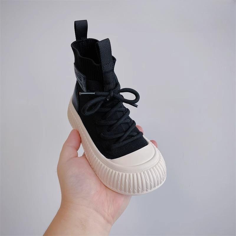 Новые осенние детские ботинки, обувь для девочек, вязаные иностранные носки, ботинки, удобные нескользящие одинарные ботинки для мальчиков,