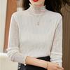 Lace Base Shirt for Women's Autumn Fashion Half High Neck Long Sleeved Mesh Base Top