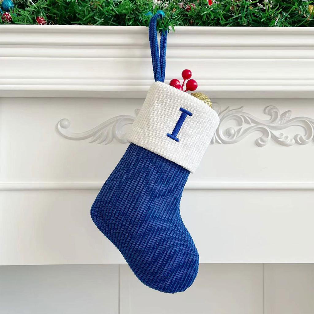 Christmas Stockings Small Embroidered Letter Knitted Xmas Hanging Stocking Decorations Christmas Party Decor
