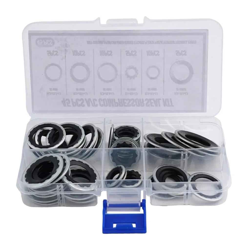 45 шт. Комплект уплотнений для ремонта автомобильного компрессора кондиционера NBR с футляром для хранения 6 разных размеров