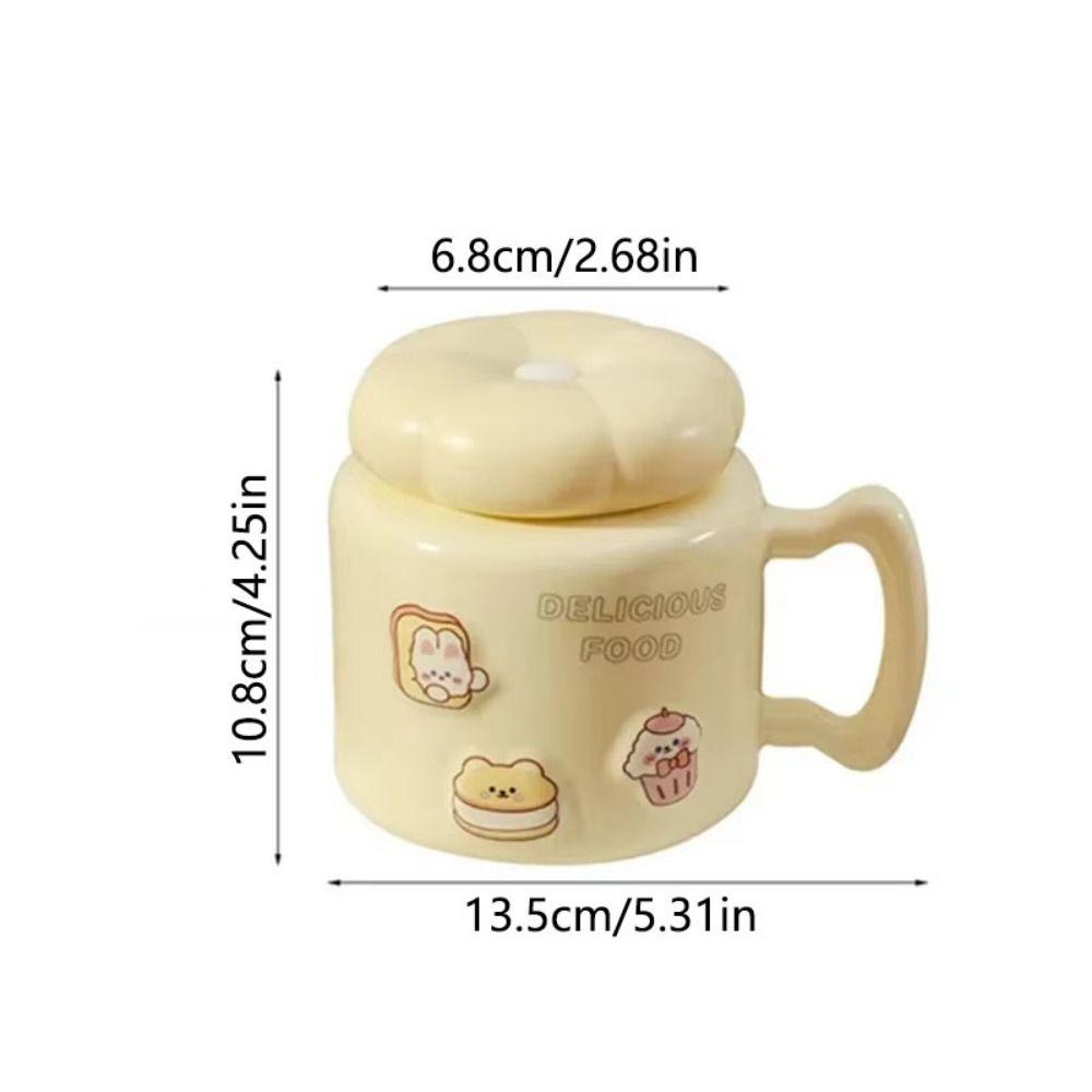 with Handle Ceramic Coffee Cup Heat-resistant Water Cup with Lid Cartoon Mirror Mug  Office