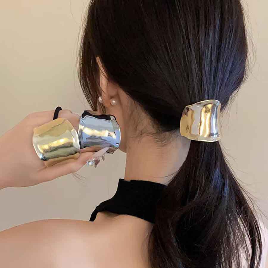 Корейская минималистичная геометрическая металлическая резинка для волос - Нишевый аксессуар для волос класса люкс для женщин