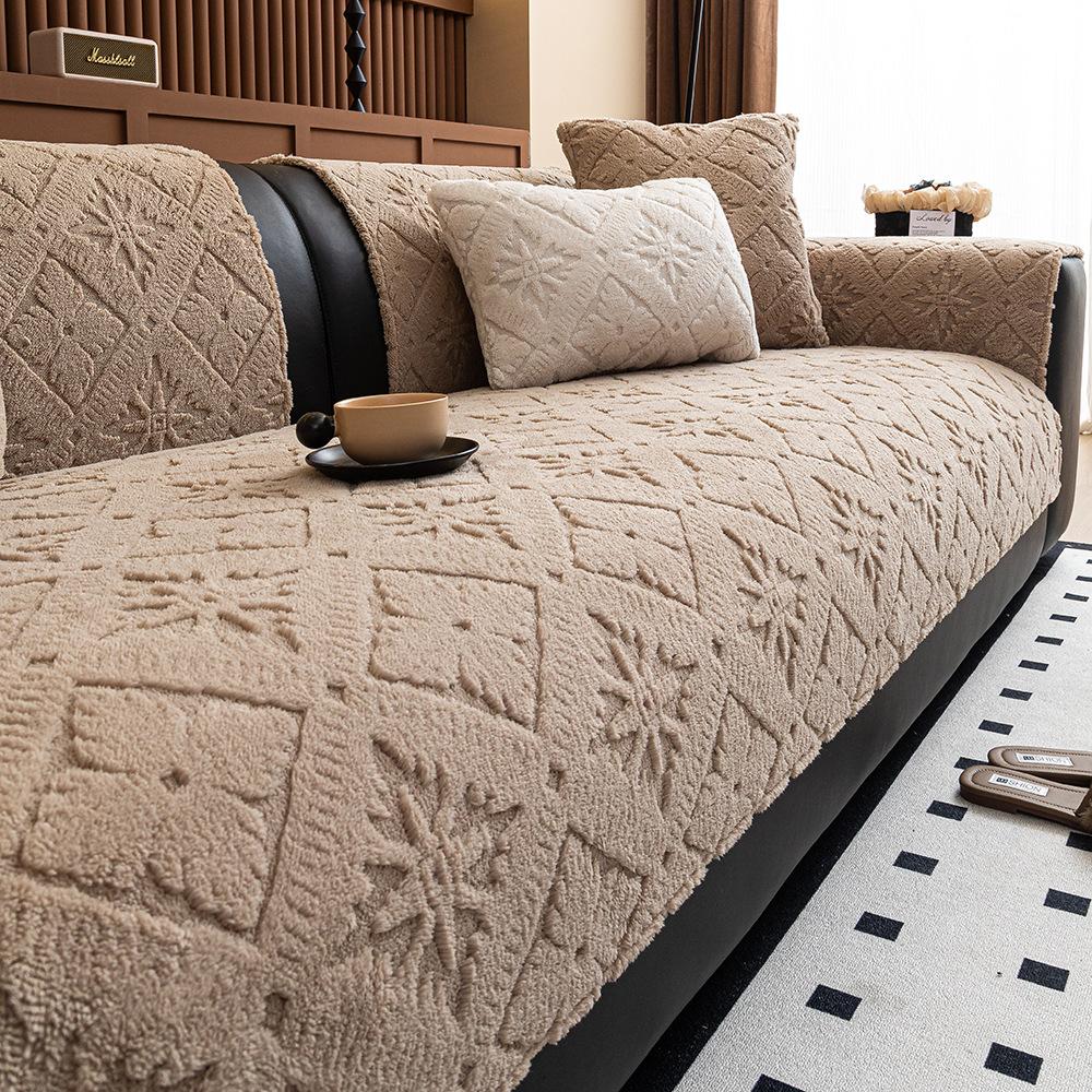 Xingyueshu Cotton Velvet Leather Sofa Cushion Winter Light Luxury High-End Plush Seat Cushion New Sofa Cover Cover Cloth