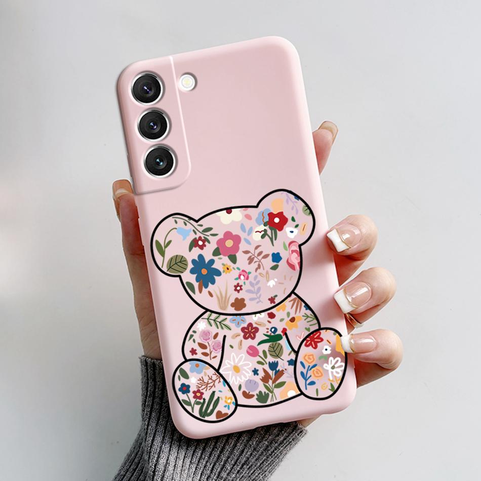 For Samsung Galaxy S22 S 22 Plus S22 Ultra S22+ Case Soft Slim Cute Bear Cartoon Frog Candy Painted Back Cover Funda Bumper Bags