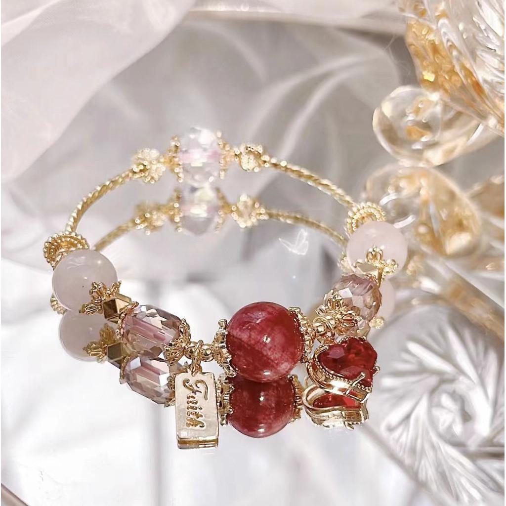 New Gentian Stone Crystal Bracelet Blue Sand Stone Small Fragrance Sweetheart Gorgeous Court French Luxury