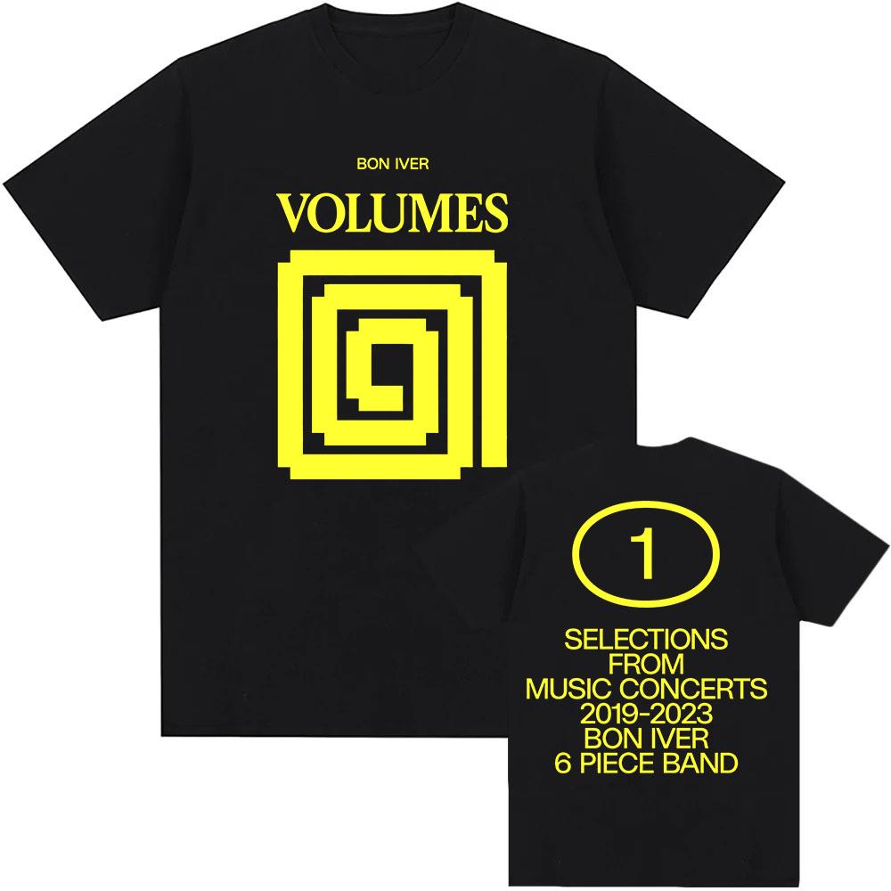 VOLUMES V1 Bon Iver Design T-shirt O-neck Summer Cotton Male Tees Unisex Streetwear Short Sleeve Loose Printing Tshirts Men Tops