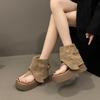 Casual Toe Sandals Women's Summer New 2025 Suede Niche Design Thick-soled Cool Boots Retro Women's Shoes