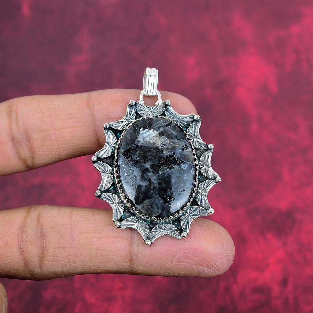 Подвеска из цельного серебра 925 пробы с ларивикитом, ювелирные изделия с подвеской из драгоценных камней ручной работы, подарки для жены, абсолютно новый кулон