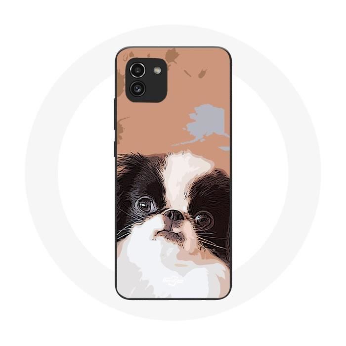 Coque Samsung Galaxy A03 Épagneul japonais Noir et Blanc Race de chiens