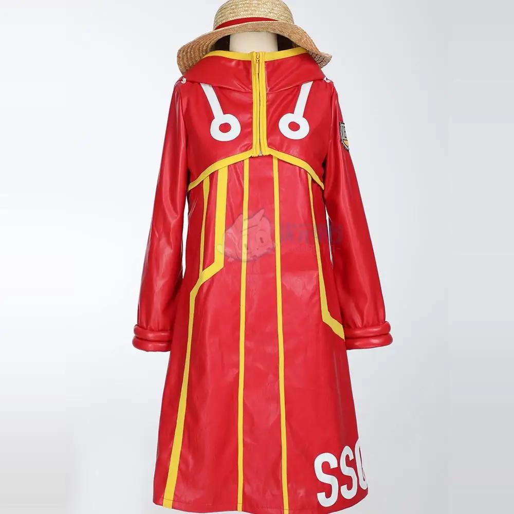 Monkey D Luffy Egghead Cospaly Costume Anime OP Red leather coat skirt hat shoe cover Halloween party cute woman man uniform