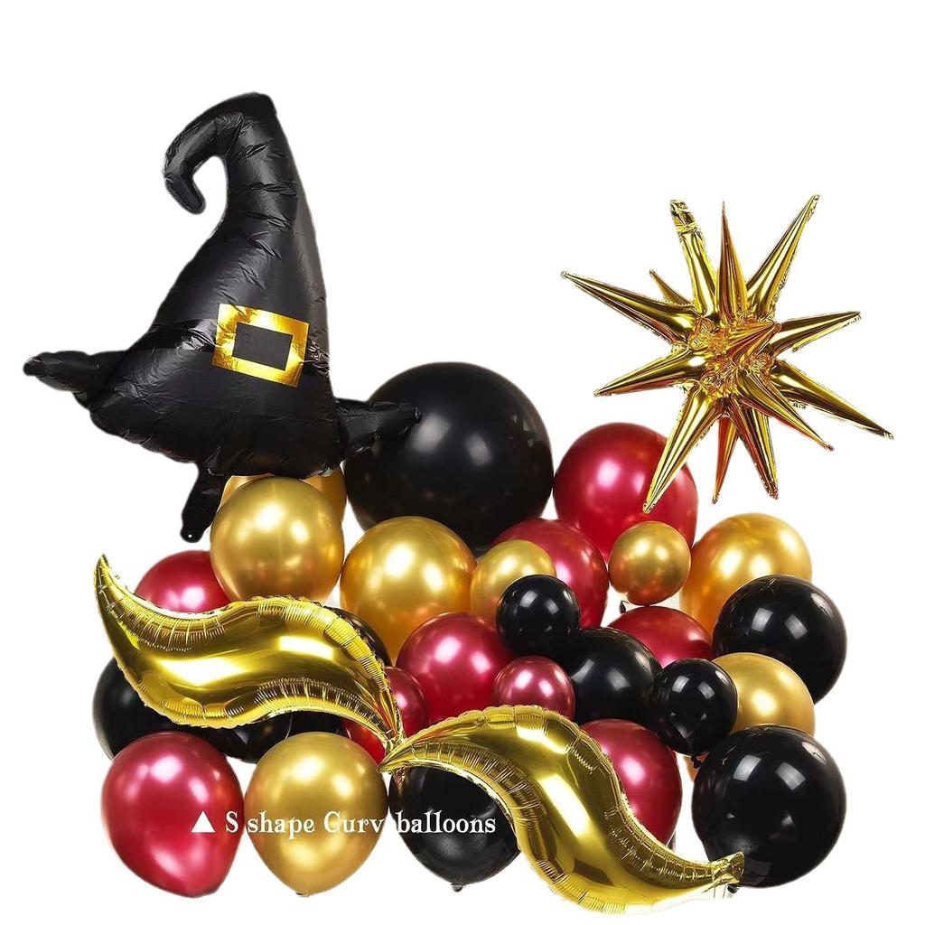 Набор воздушных шаров в виде венка для школы магии и волшебства, бордовый, черный, золотой, шляпа, тематика Гарри Поттера, день рождения