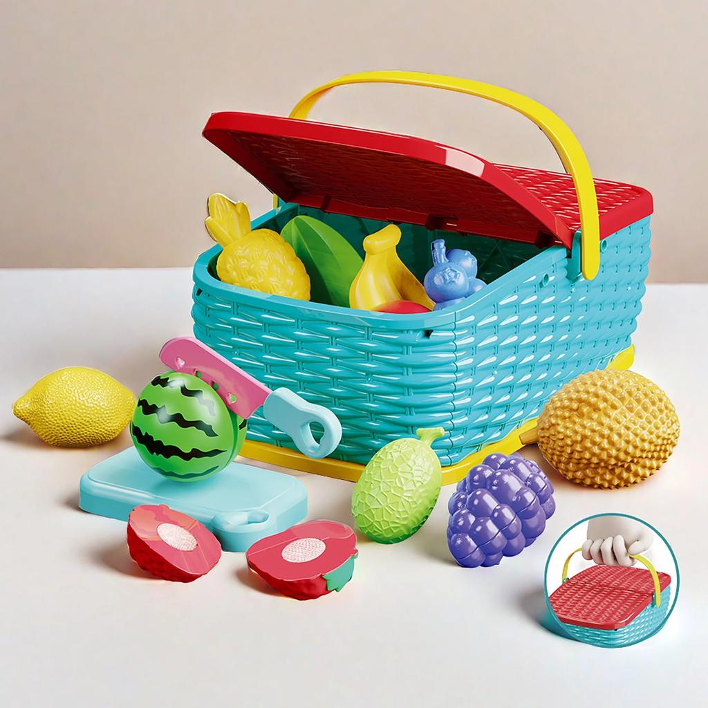 Игровой набор для ролевых игр: кухня, фрукты, еда и напитки, переносная корзина для пикника, домик для игр.