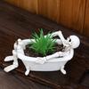 Skeleton Flower Pot Resin Skeleton In Bathtub Plant Pot Gothic Home Decor Planter for Succulents Halloween Desktop Mantel Decoration