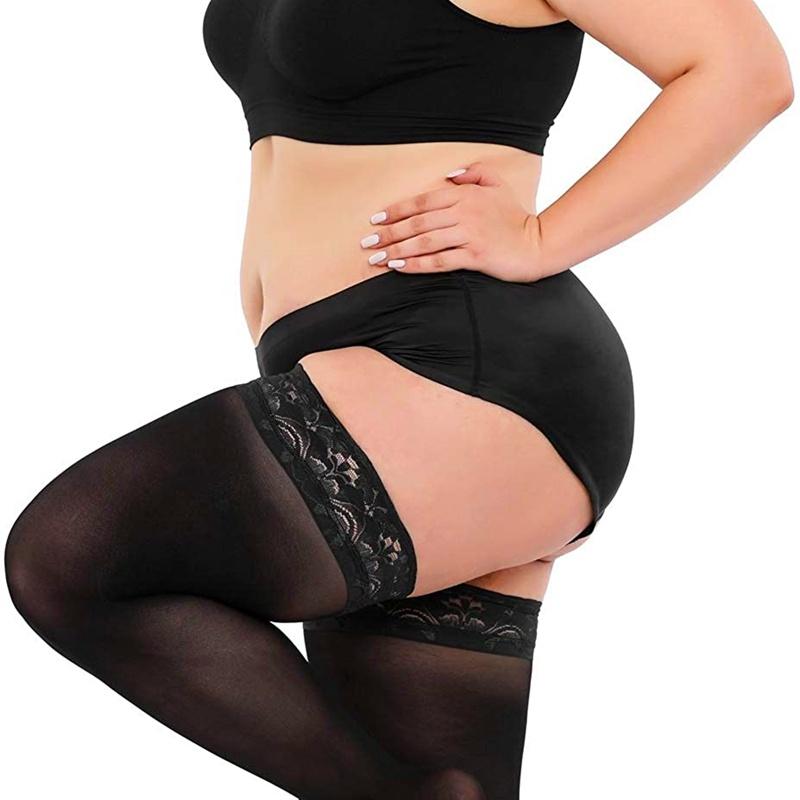 Plus Size Lace Thigh High Stockings Sheer Extra Large Size Lace Stockings for Women