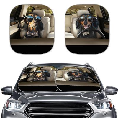 2 шт. Автомобильный солнцезащитный козырек с принтом животных, солнцезащитный козырек на лобовое стекло из алюминиевой фольги высокой плотности, блокирует УФ-лучи, защита от солнца, всесезонная защита, автомобильный солнцезащитный козырек