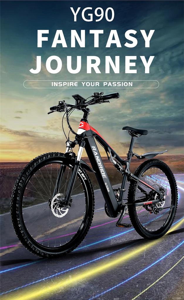 YG90-1000W-Новый 27,5-дюймовый электрический велосипед из алюминиевого сплава с полной подвеской 48 В 17 Ач литиевая батарея MTB Ebike