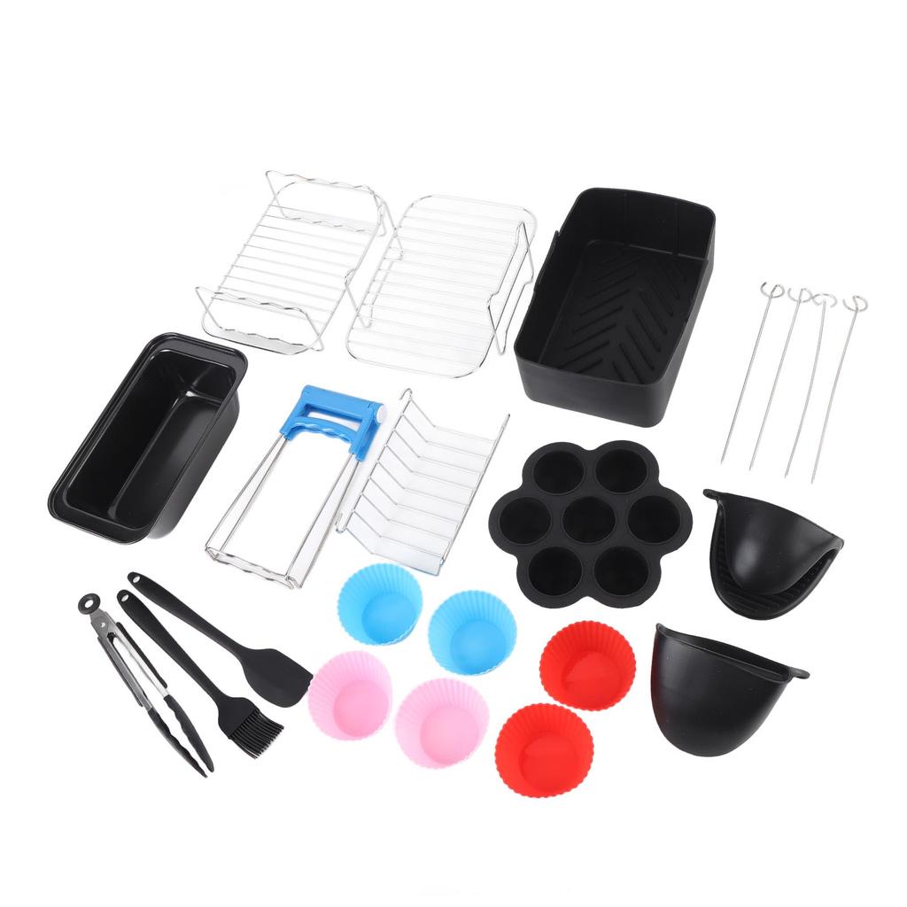 Набор аксессуаров для фритюрницы Решетка для гриля с шампуром Силиконовая щетка Щипцы для еды Сковорода для торта Сковорода из нержавеющей стали