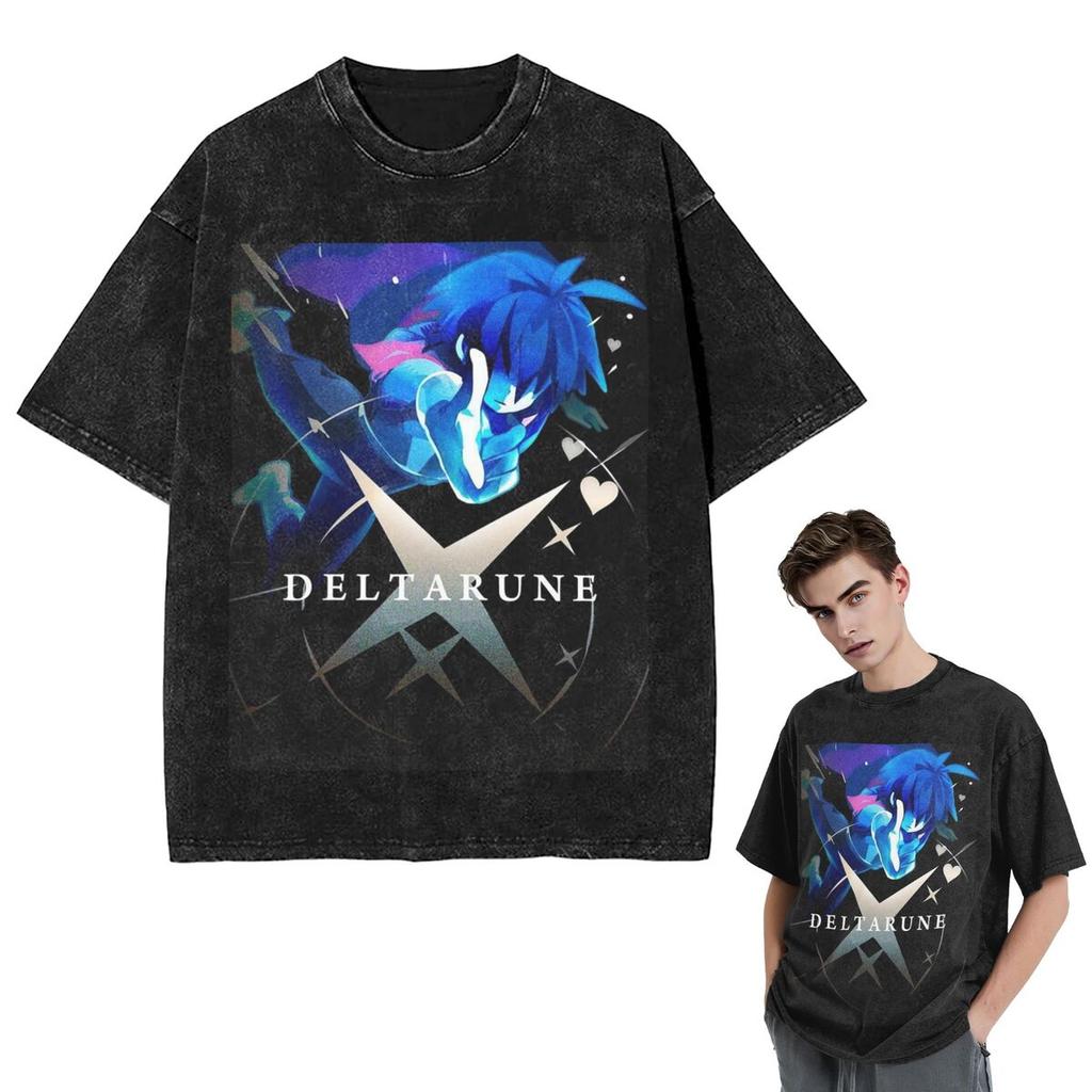 Уличные футболки Deltarune Стиранная футболка с коротким рукавом Хип-хоп футболка Топы Футболки для мужчин и женщин